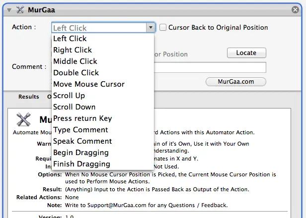 Automator Action to do Mouse Clicking from within Automator Workflow